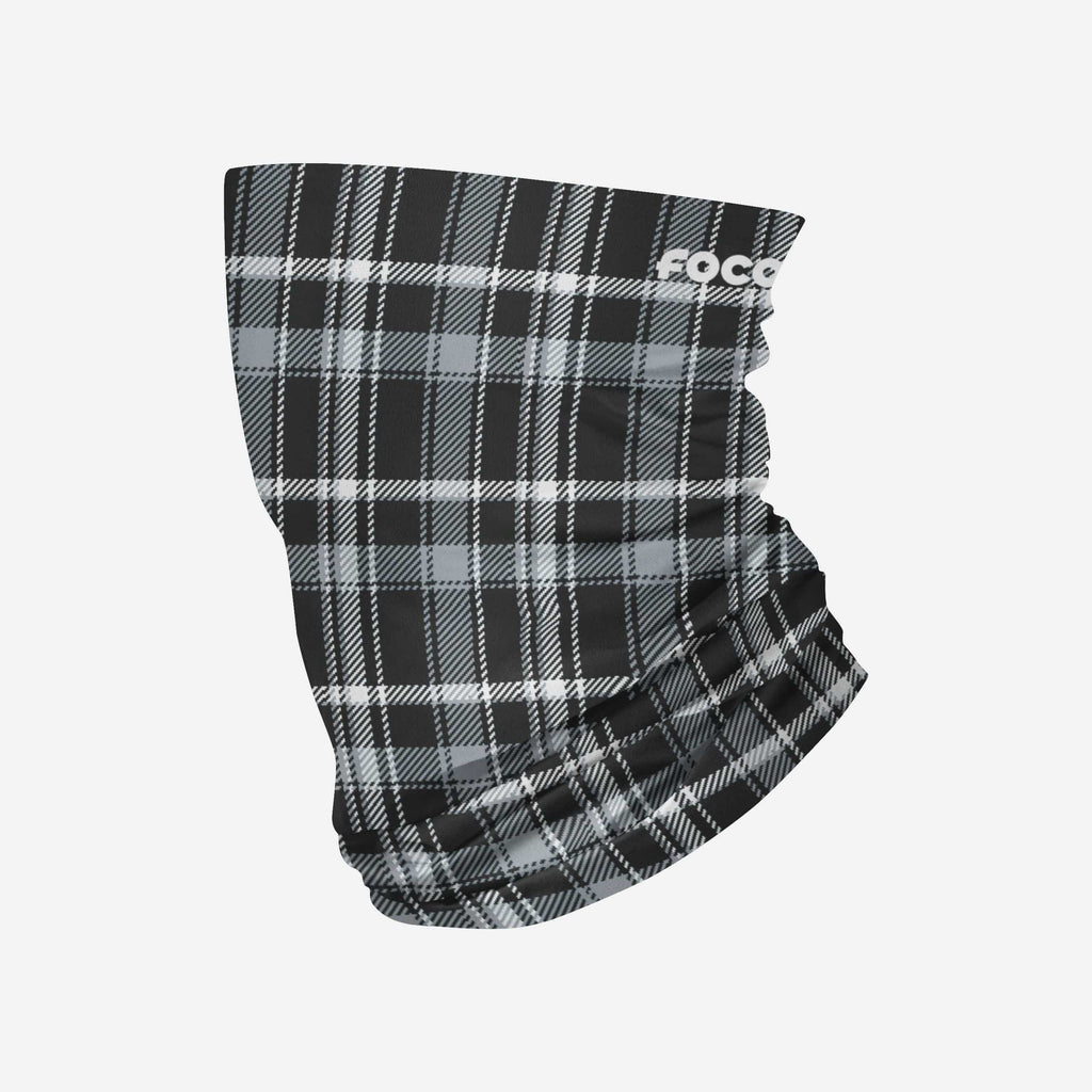 Black Plaid Brushed Polyester Gaiter Scarf FOCO - FOCO.com