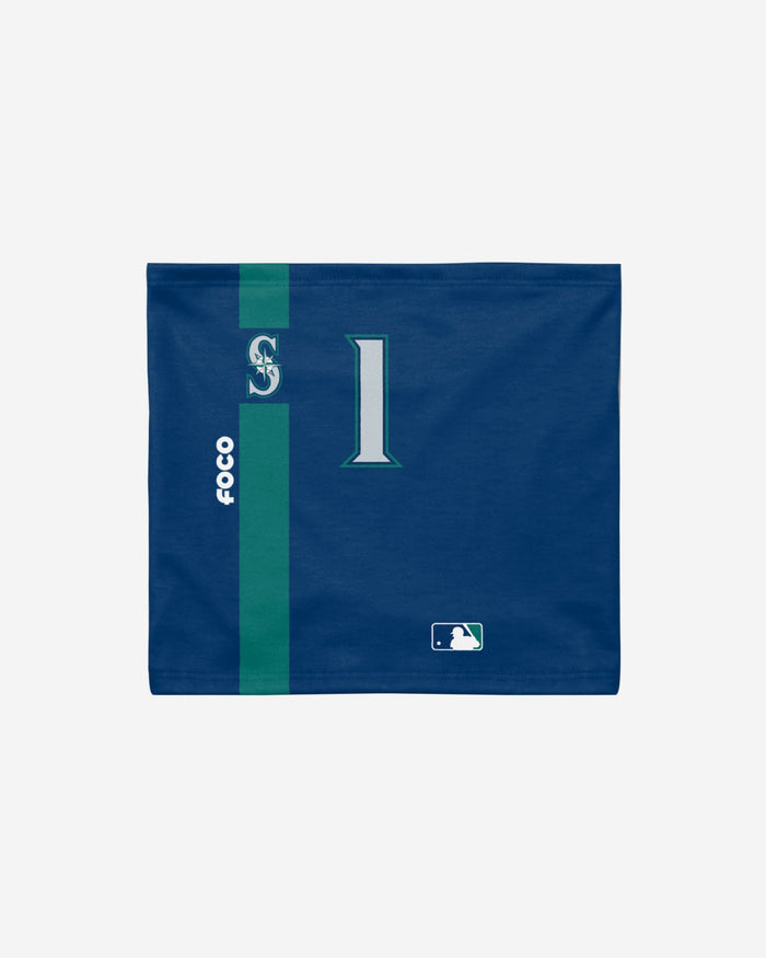 Kyle Lewis Seattle Mariners On-Field Navy & Teal UV Gaiter Scarf FOCO - FOCO.com