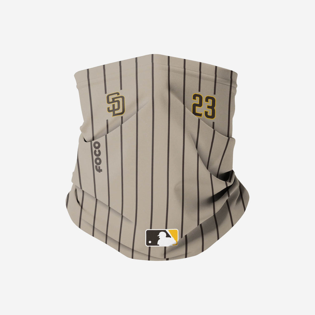 Fernando Tatis Jr San Diego Padres On-Field Gameday Pinstripe Stitched Gaiter Scarf FOCO - FOCO.com