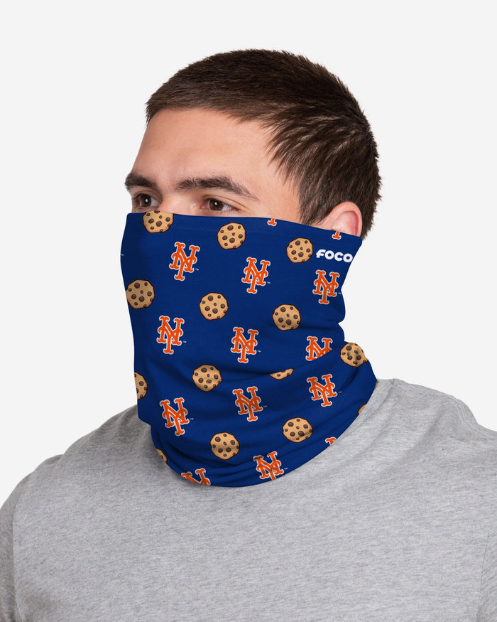 New York Mets Blue Repeat Cookie Stitched Gaiter Scarf FOCO - FOCO.com