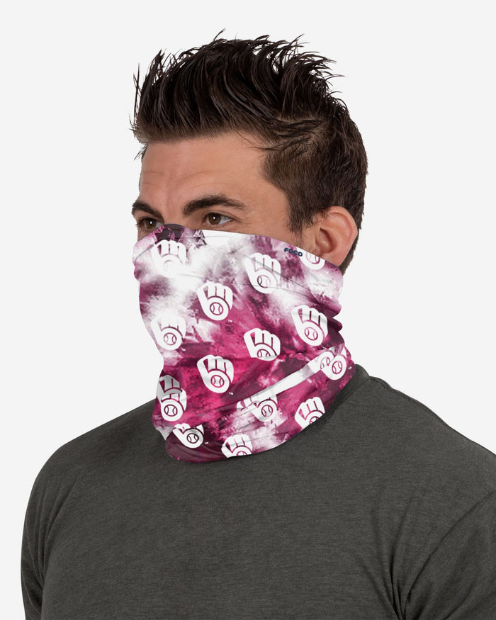 Milwaukee Brewers Pink Tie-Dye Gaiter Scarf FOCO - FOCO.com