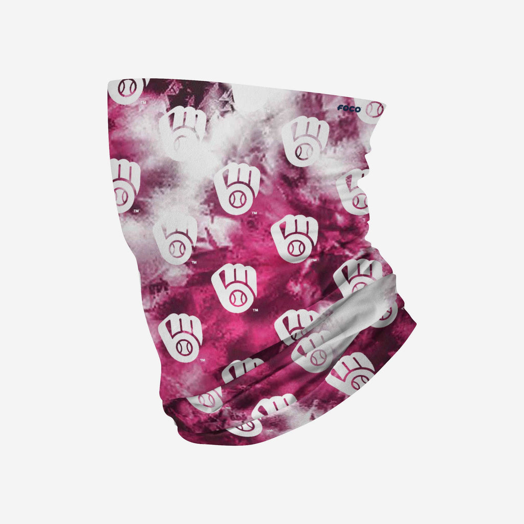 Milwaukee Brewers Pink Tie-Dye Gaiter Scarf FOCO - FOCO.com