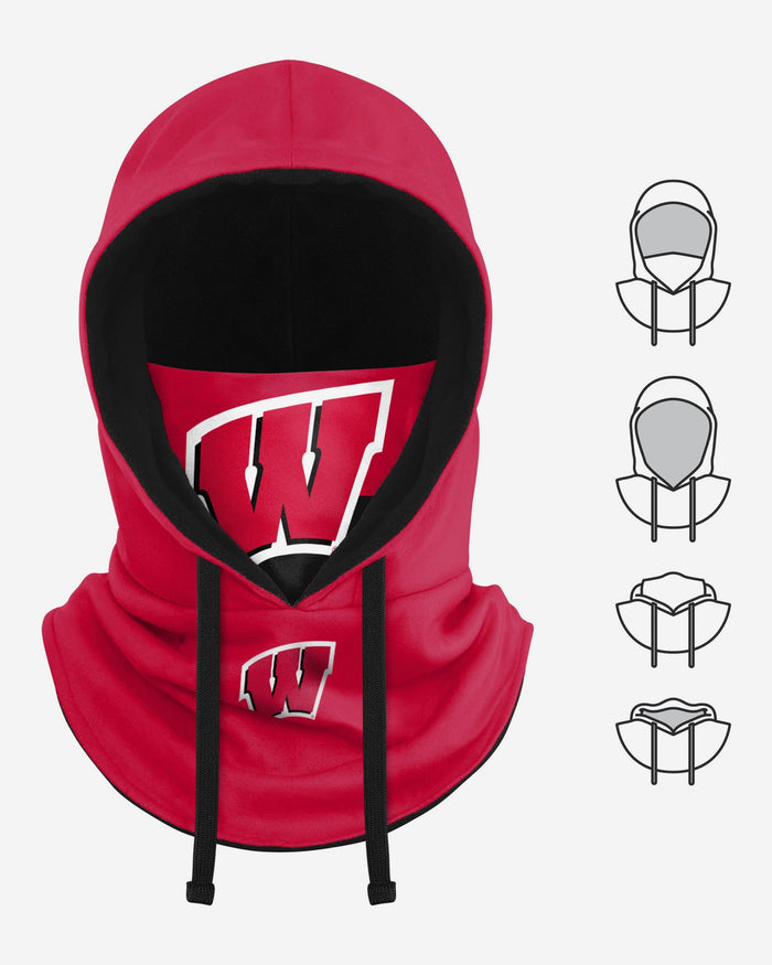 Wisconsin Badgers Drawstring Hooded Gaiter FOCO - FOCO.com