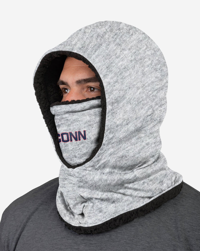 UConn Huskies Heather Grey Big Logo Hooded Gaiter FOCO - FOCO.com