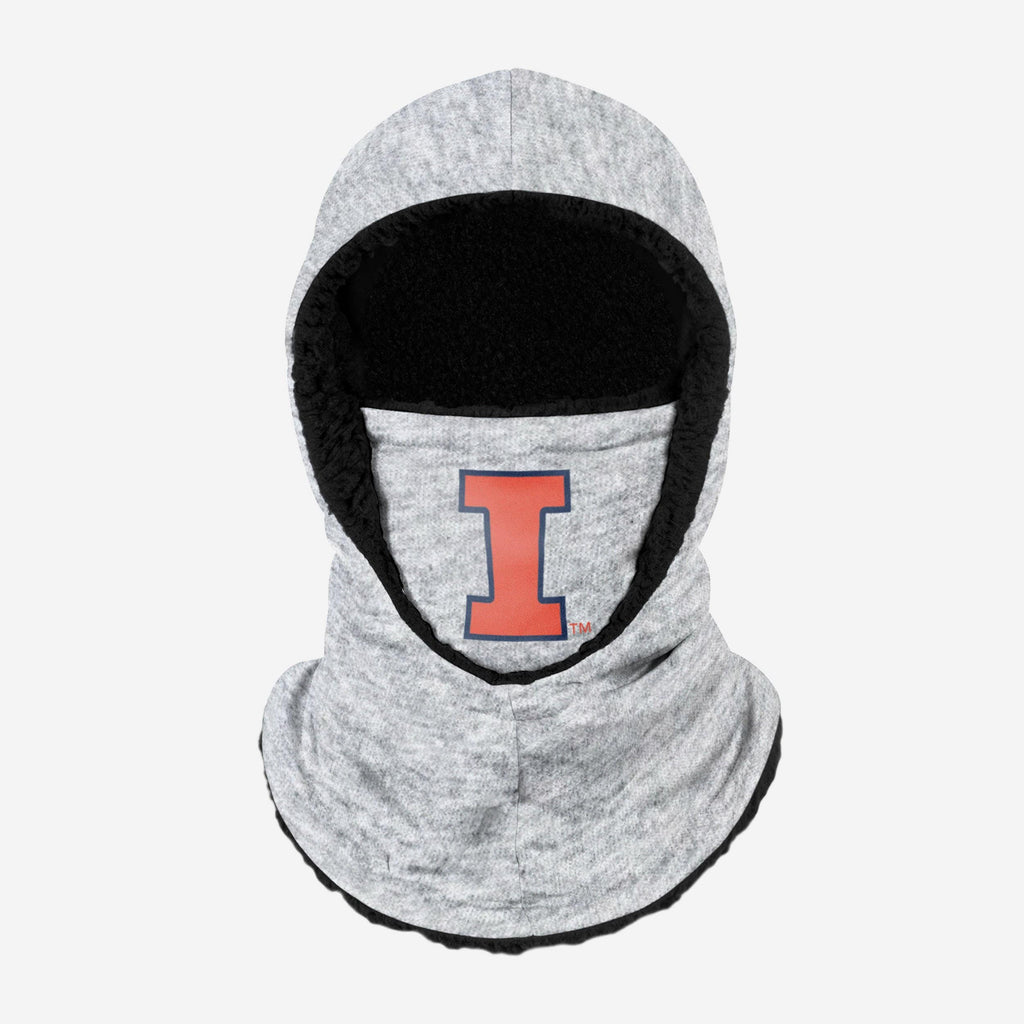 Illinois Fighting Illini Heather Grey Big Logo Hooded Gaiter FOCO - FOCO.com