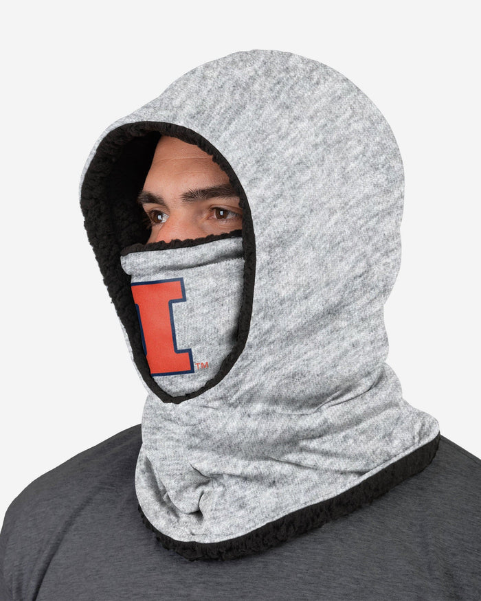 Illinois Fighting Illini Heather Grey Big Logo Hooded Gaiter FOCO - FOCO.com