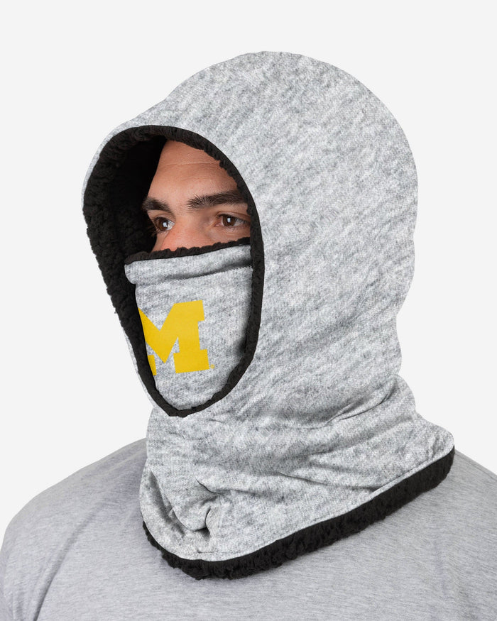 Michigan Wolverines Heather Grey Big Logo Hooded Gaiter FOCO - FOCO.com