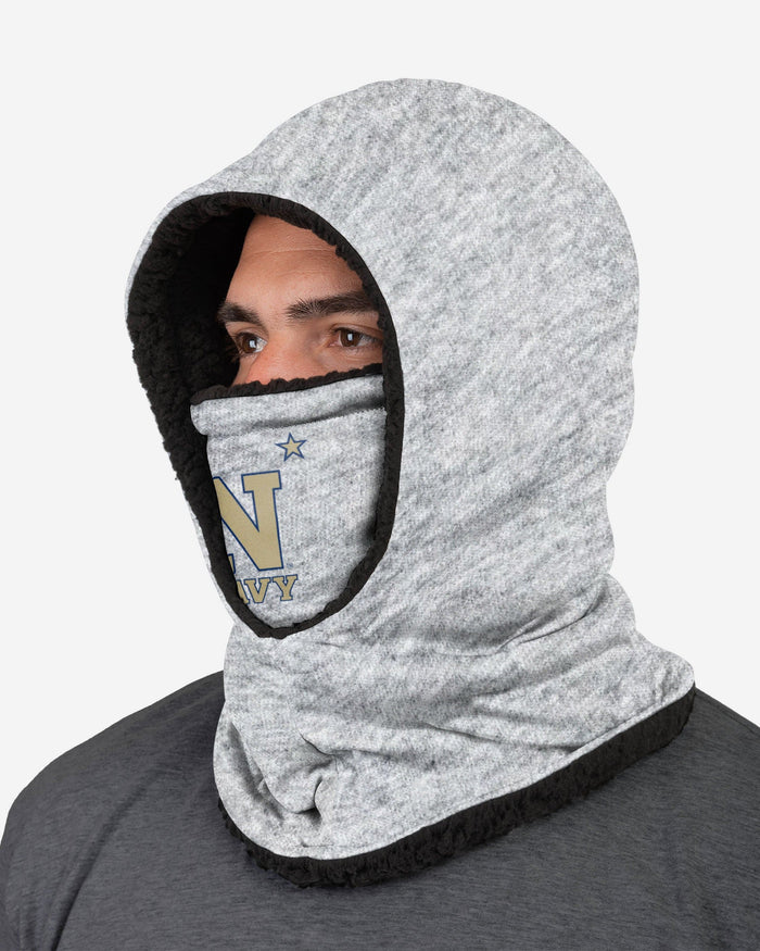 Navy Midshipmen Heather Grey Big Logo Hooded Gaiter FOCO - FOCO.com