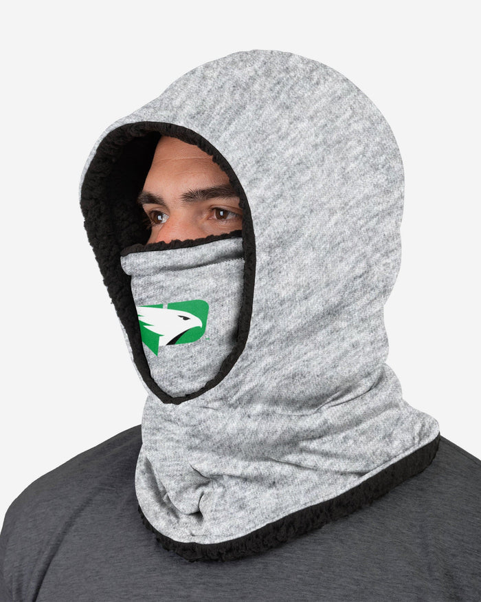 North Dakota Fighting Hawks Heather Grey Big Logo Hooded Gaiter FOCO - FOCO.com