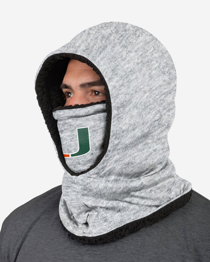 Miami Hurricanes Heather Grey Big Logo Hooded Gaiter FOCO - FOCO.com