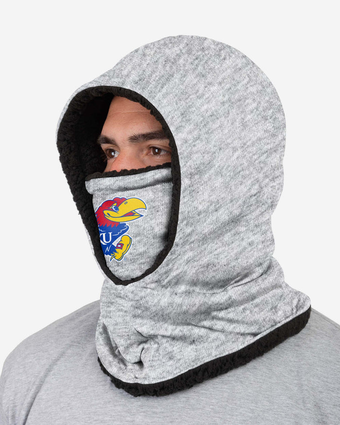 Kansas Jayhawks Heather Grey Big Logo Hooded Gaiter FOCO - FOCO.com