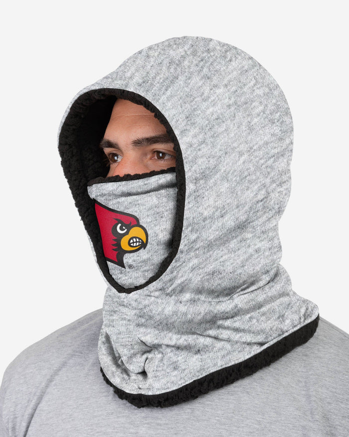 Louisville Cardinals Heather Grey Big Logo Hooded Gaiter FOCO - FOCO.com