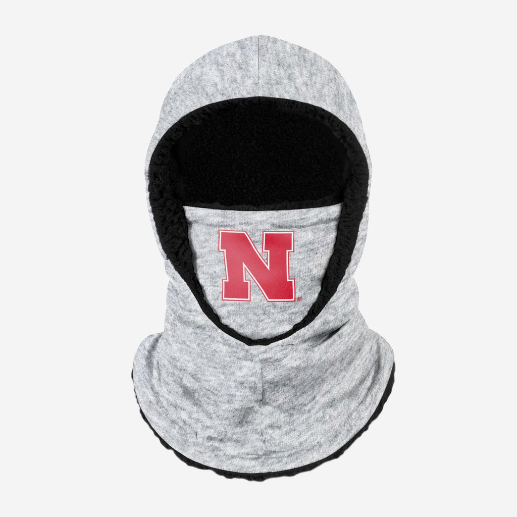 Nebraska Cornhuskers Heather Grey Big Logo Hooded Gaiter FOCO Adult - FOCO.com