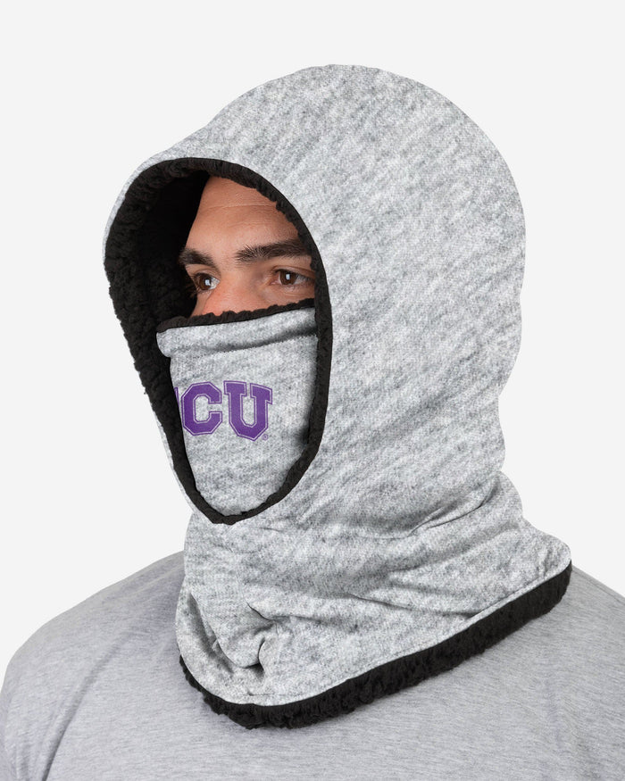 TCU Horned Frogs Heather Grey Big Logo Hooded Gaiter FOCO - FOCO.com