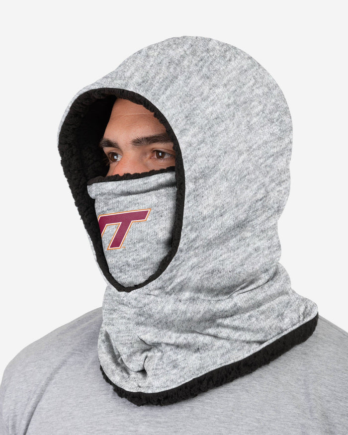 Virginia Tech Hokies Heather Grey Big Logo Hooded Gaiter FOCO - FOCO.com