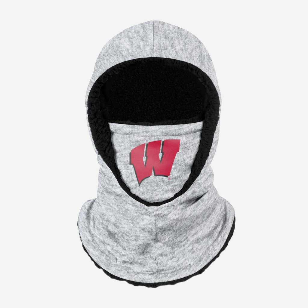 Wisconsin Badgers Heather Grey Big Logo Hooded Gaiter FOCO - FOCO.com