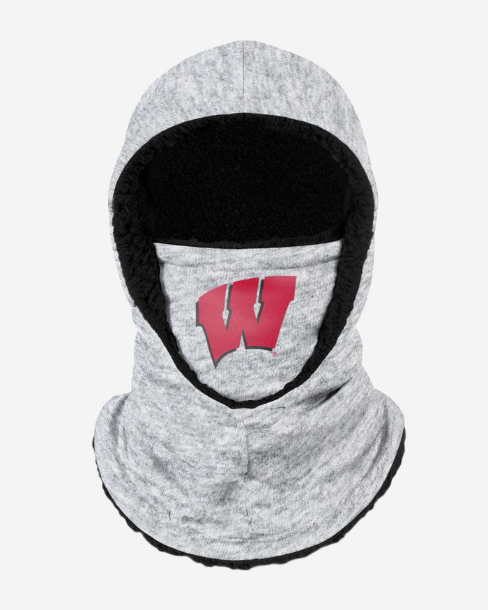 Wisconsin Badgers Heather Grey Big Logo Hooded Gaiter FOCO - FOCO.com