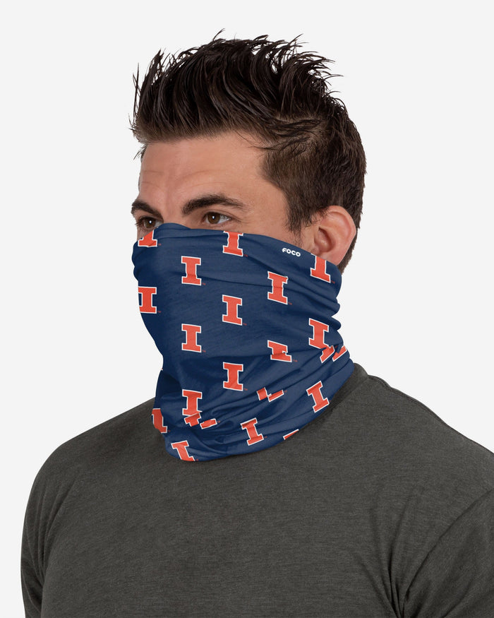 Illinois Fighting Illini Mini Print Logo Gaiter Scarf FOCO - FOCO.com