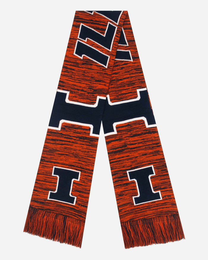 Illinois Fighting Illini Wordmark Big Logo Colorblend Scarf FOCO - FOCO.com