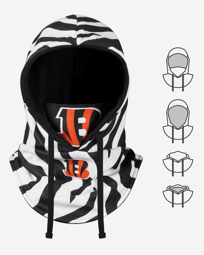 Cincinnati Bengals White Stripe Drawstring Hooded Gaiter FOCO - FOCO.com