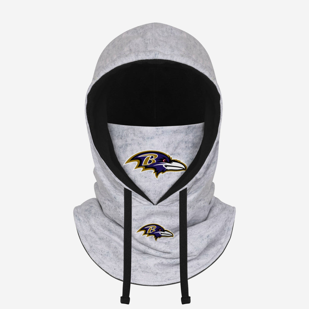 Baltimore Ravens Heather Gray Drawstring Hooded Gaiter Scarf FOCO - FOCO.com