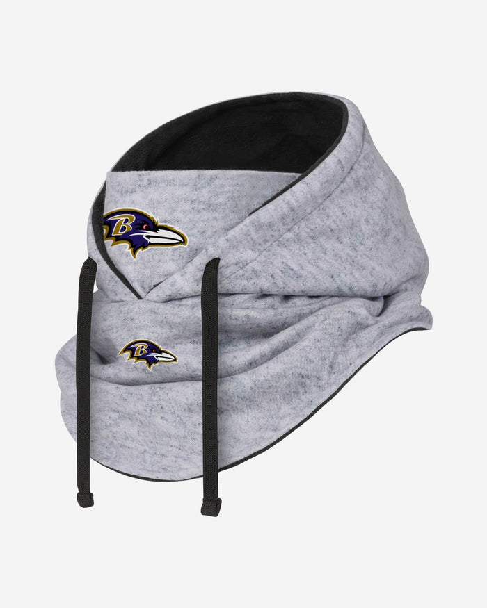 Baltimore Ravens Heather Gray Drawstring Hooded Gaiter Scarf FOCO - FOCO.com