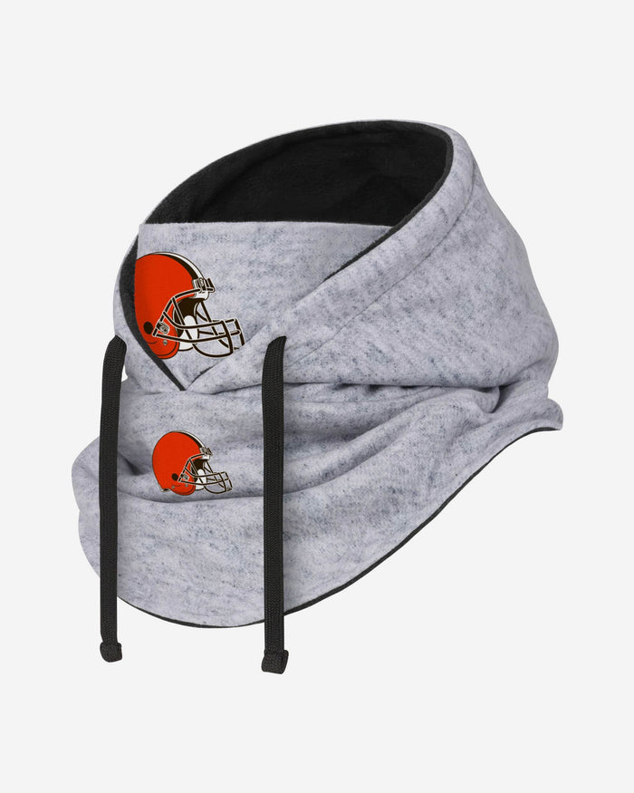 Cleveland Browns Heather Gray Drawstring Hooded Gaiter Scarf FOCO - FOCO.com