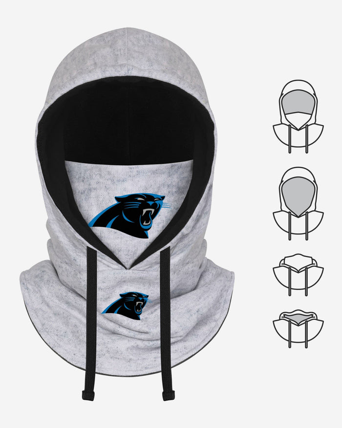 Carolina Panthers Heather Gray Drawstring Hooded Gaiter Scarf FOCO - FOCO.com