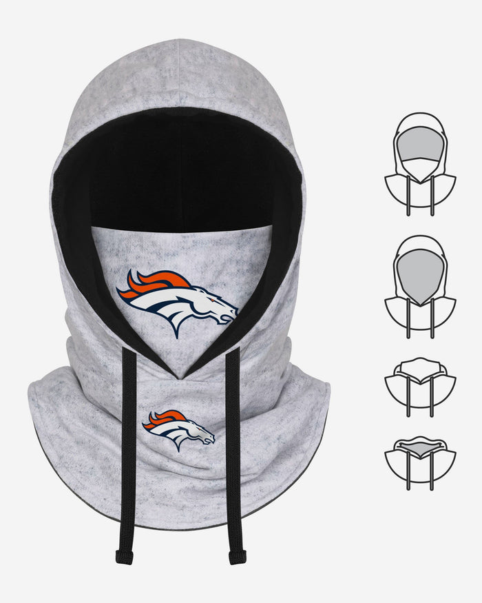 Denver Broncos Heather Gray Drawstring Hooded Gaiter Scarf FOCO - FOCO.com