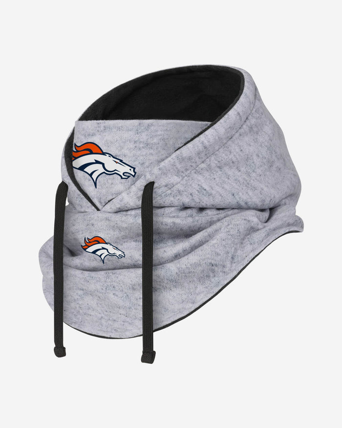 Denver Broncos Heather Gray Drawstring Hooded Gaiter Scarf FOCO - FOCO.com