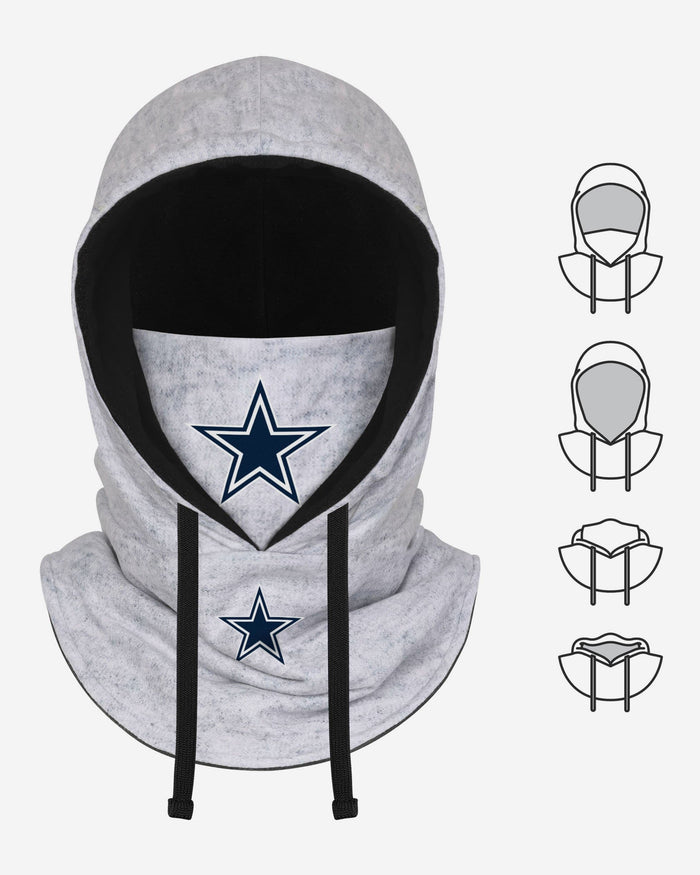 Dallas Cowboys Heather Gray Drawstring Hooded Gaiter Scarf FOCO - FOCO.com