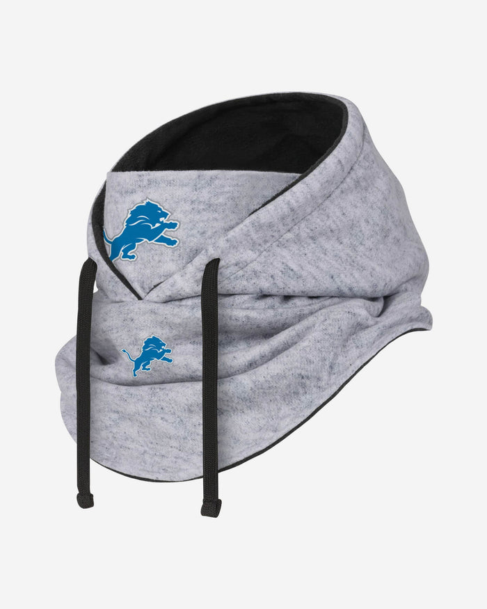 Detroit Lions Heather Gray Drawstring Hooded Gaiter Scarf FOCO - FOCO.com