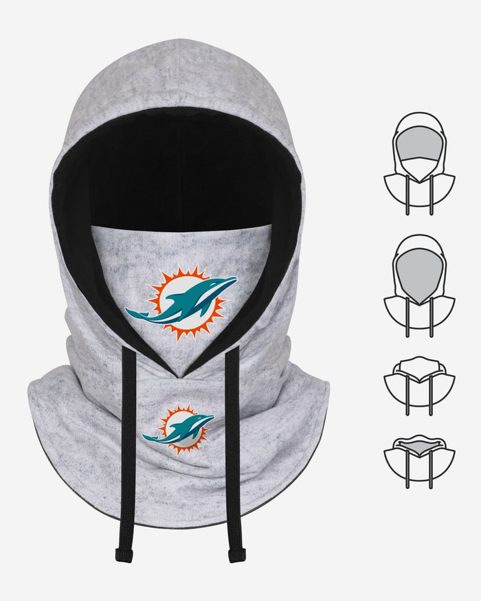 Miami Dolphins Heather Gray Drawstring Hooded Gaiter Scarf FOCO - FOCO.com