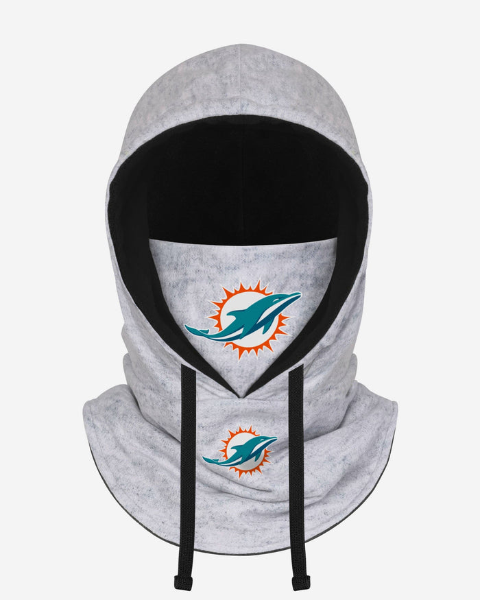 Miami Dolphins Heather Gray Drawstring Hooded Gaiter Scarf FOCO - FOCO.com