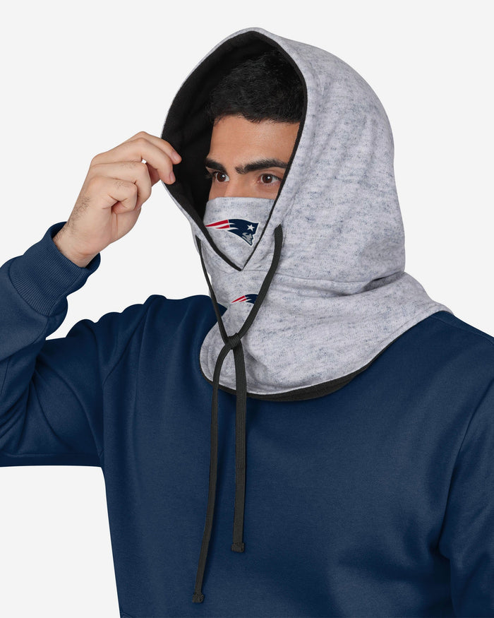 New England Patriots Heather Gray Drawstring Hooded Gaiter Scarf FOCO - FOCO.com