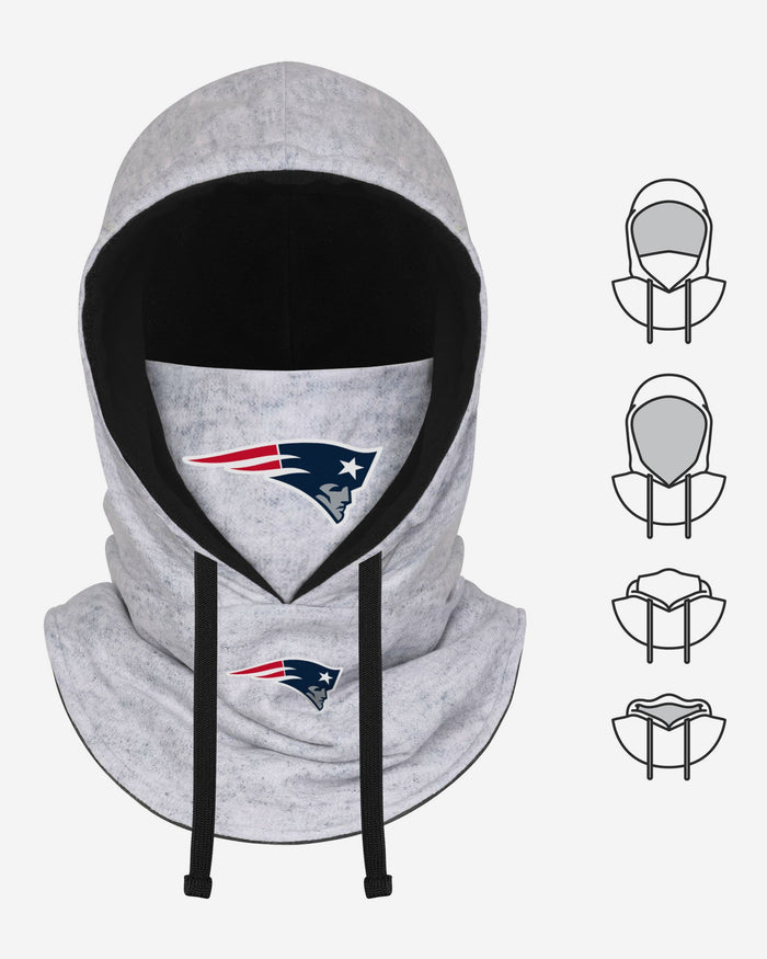 New England Patriots Heather Gray Drawstring Hooded Gaiter Scarf FOCO - FOCO.com