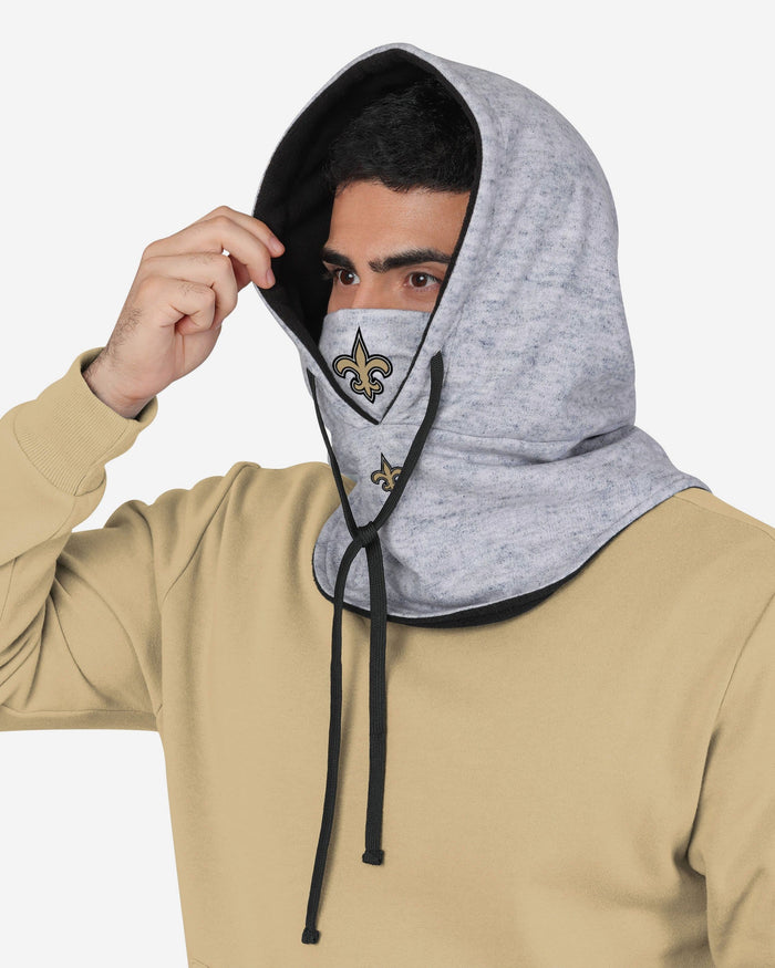 New Orleans Saints Heather Gray Drawstring Hooded Gaiter Scarf FOCO - FOCO.com