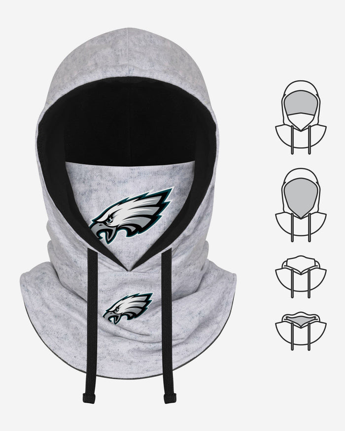 Philadelphia Eagles Heather Gray Drawstring Hooded Gaiter Scarf FOCO - FOCO.com