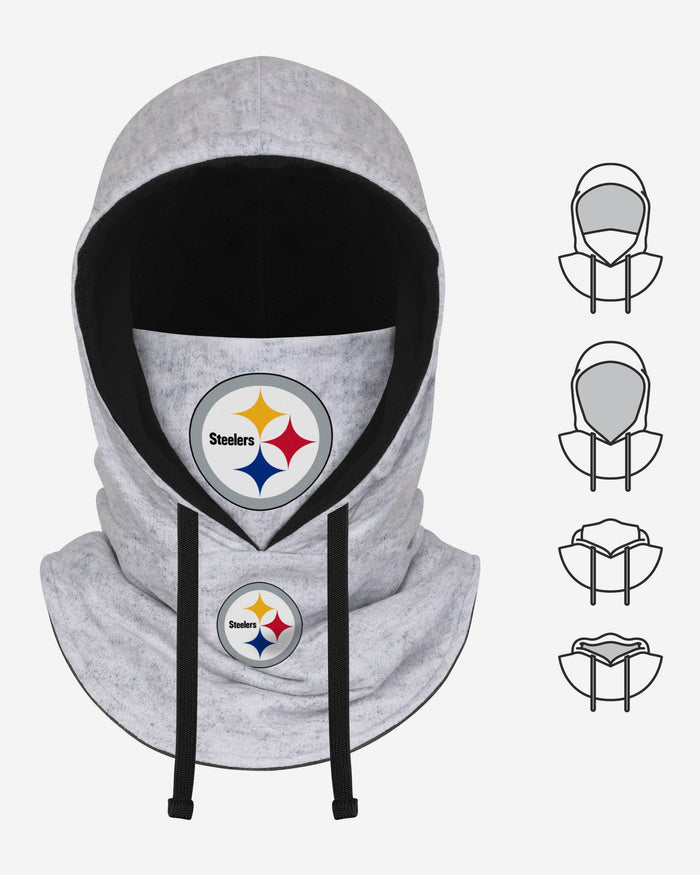 Pittsburgh Steelers Heather Gray Drawstring Hooded Gaiter Scarf FOCO - FOCO.com