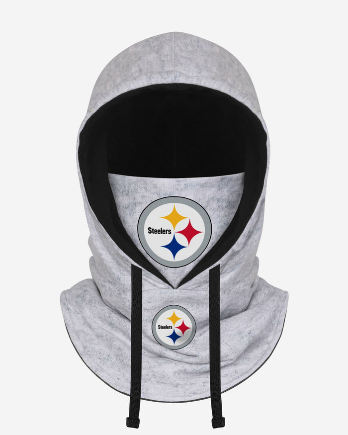 Pittsburgh Steelers Heather Gray Drawstring Hooded Gaiter Scarf FOCO - FOCO.com