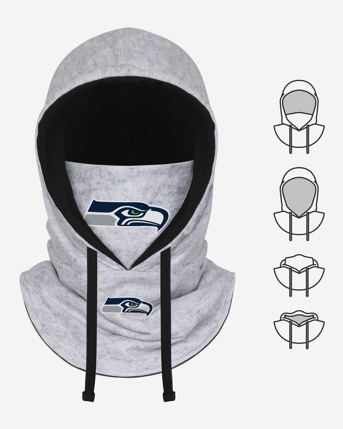 Seattle Seahawks Heather Gray Drawstring Hooded Gaiter Scarf FOCO - FOCO.com