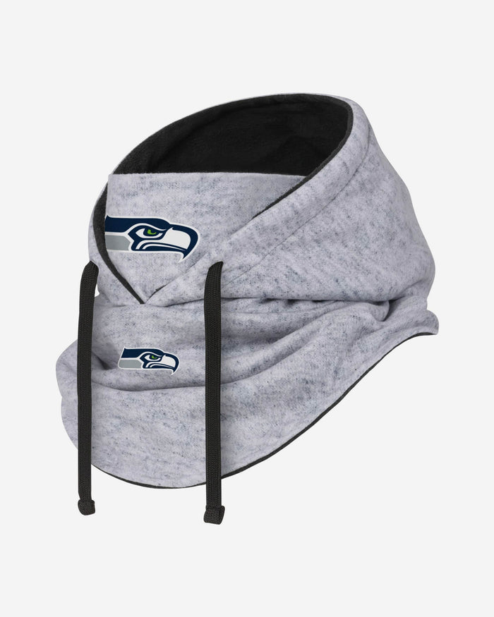 Seattle Seahawks Heather Gray Drawstring Hooded Gaiter Scarf FOCO - FOCO.com