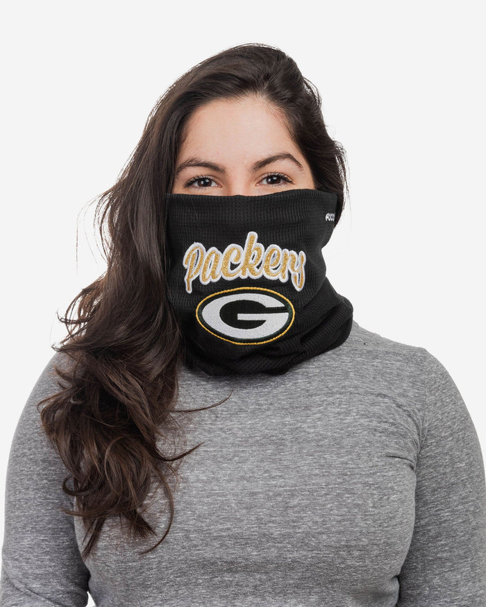 Green Bay Packers Glitter Waffle Gaiter Scarf FOCO - FOCO.com