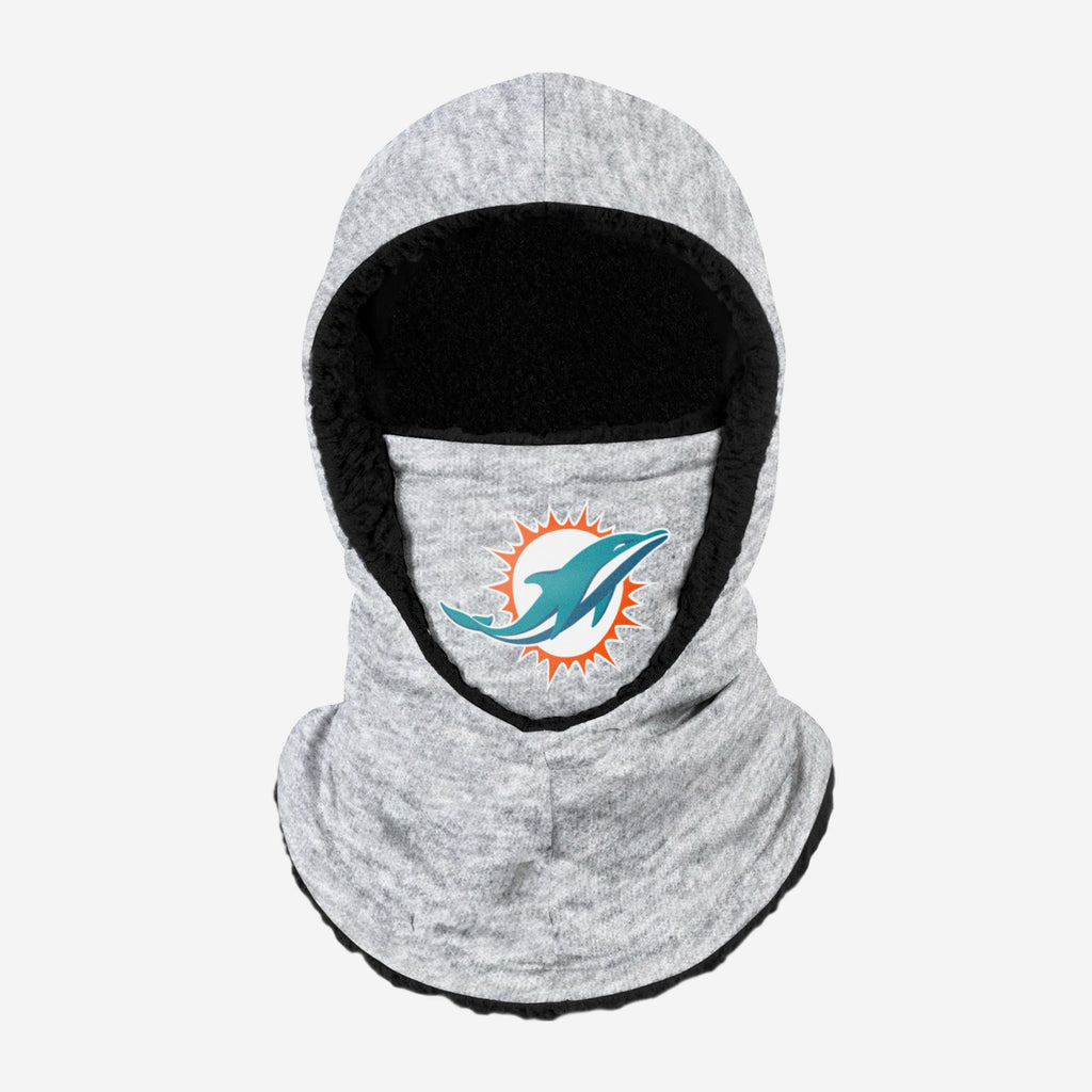 Miami Dolphins Heather Grey Big Logo Hooded Gaiter FOCO Adult - FOCO.com