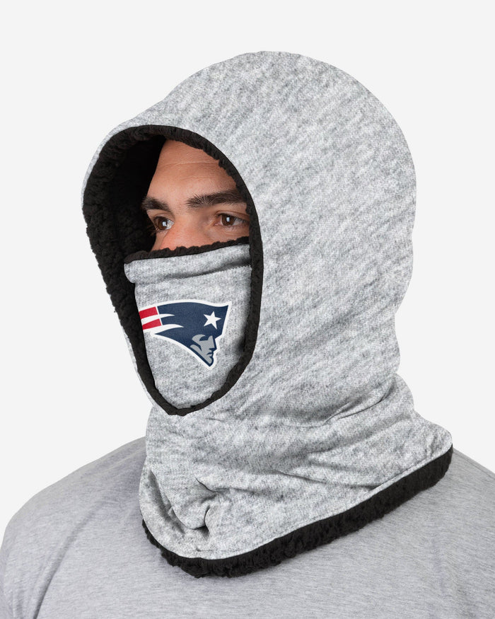 New England Patriots Heather Grey Big Logo Hooded Gaiter FOCO - FOCO.com