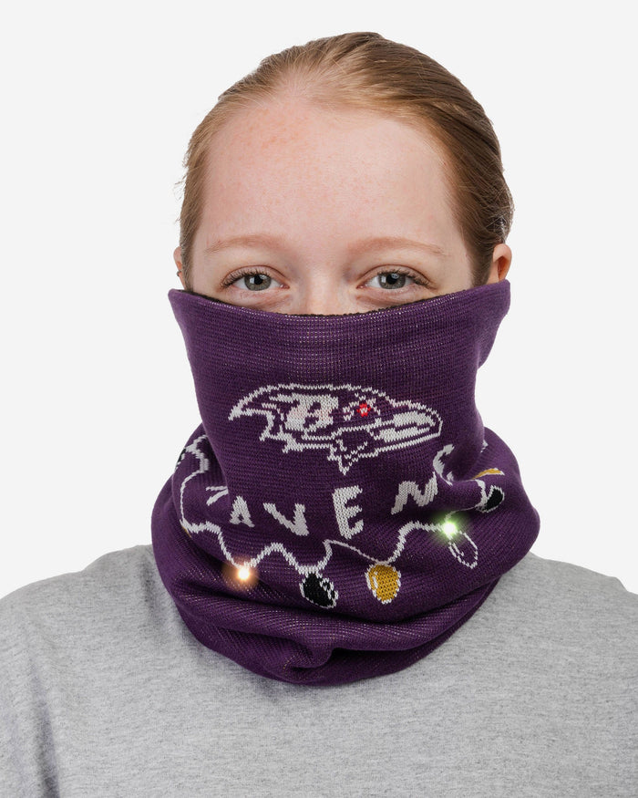 Baltimore Ravens Light Up Knit Gaiter Scarf FOCO - FOCO.com