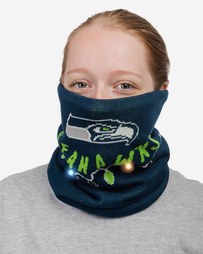 Seattle Seahawks Light Up Knit Gaiter Scarf FOCO - FOCO.com