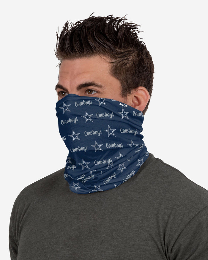 Dallas Cowboys Mini Script Fleece Gaiter Scarf FOCO - FOCO.com