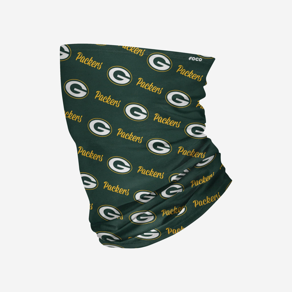 Green Bay Packers Mini Script Fleece Gaiter Scarf FOCO - FOCO.com