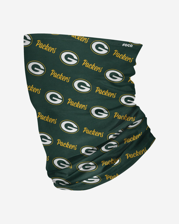 Green Bay Packers Mini Script Fleece Gaiter Scarf FOCO - FOCO.com